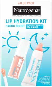 Neutrogena Hydro Boost Lip Hydration Kit 2-Delig - Lip Oil & Lip Sleeping Mask met Hyaluronzuur - Hydraterende Lipverzorging Dag & Nacht